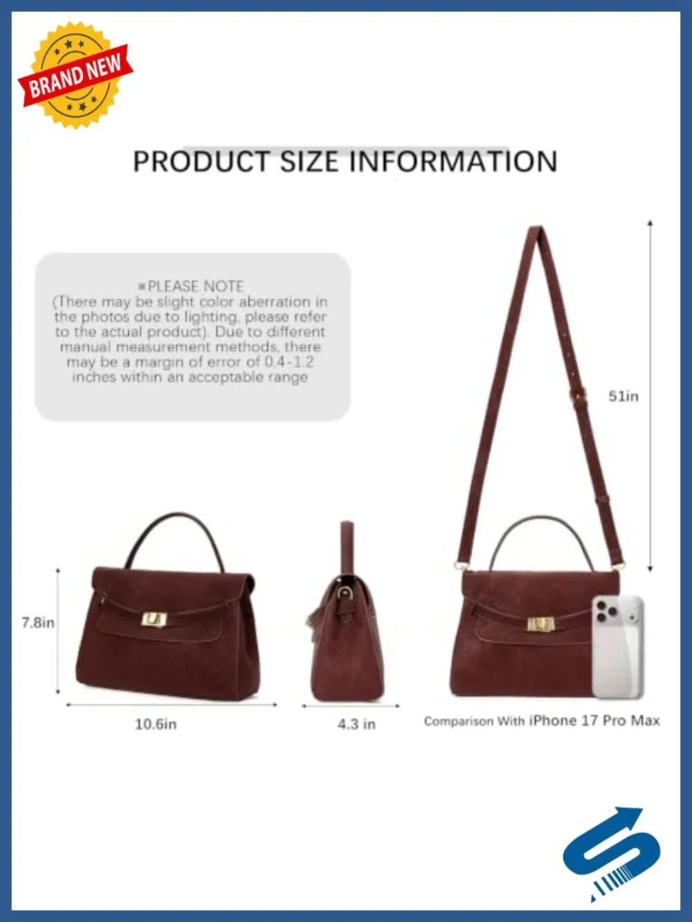 Suede Top Handle Shoulder Bag with Gold-Tone Lock, Vintage Purse for Work &